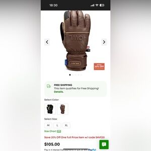 HOWL Brown Men's snow Gloves